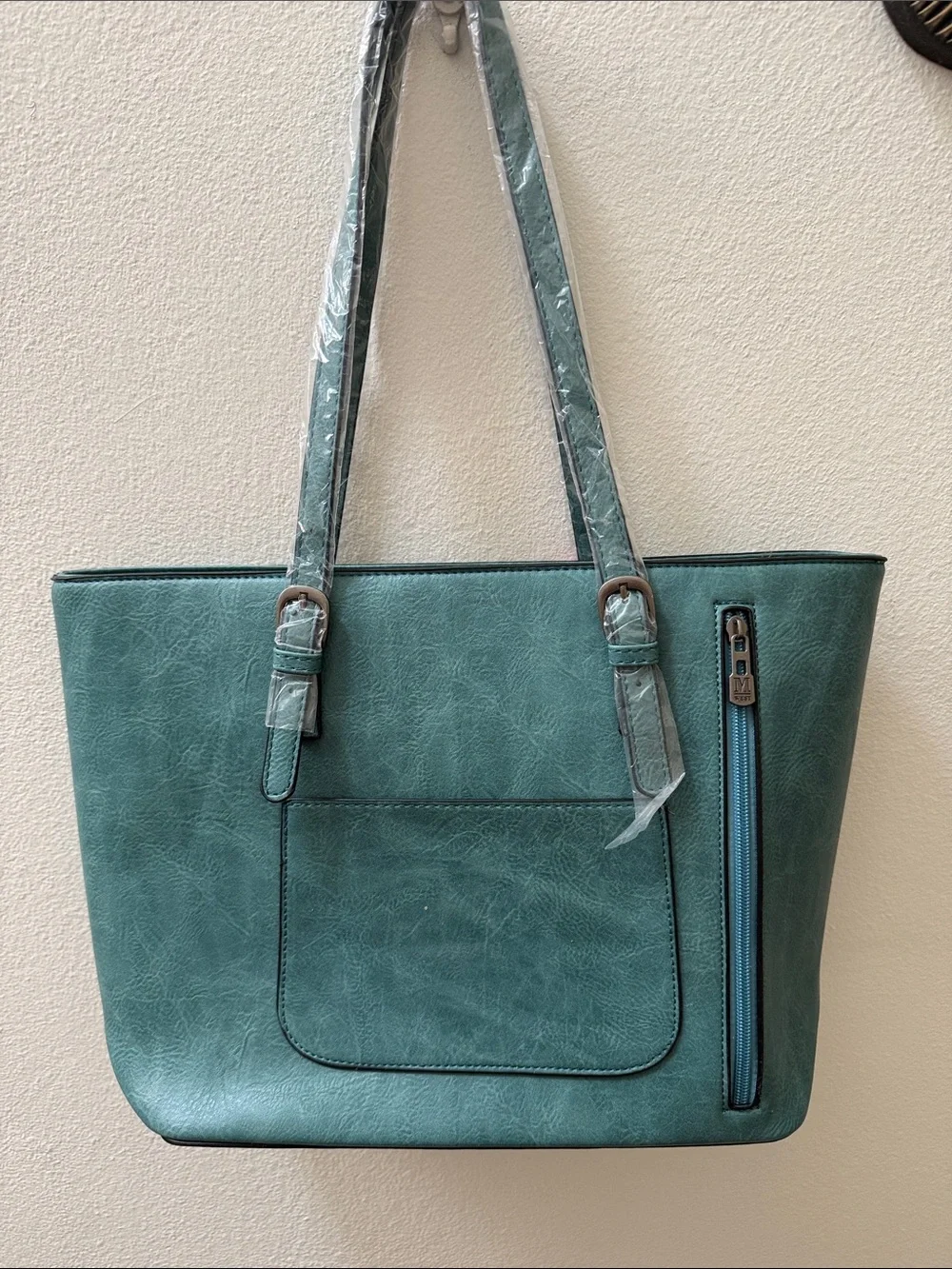 Montana West Teal Floral Embossed Tote with Charm